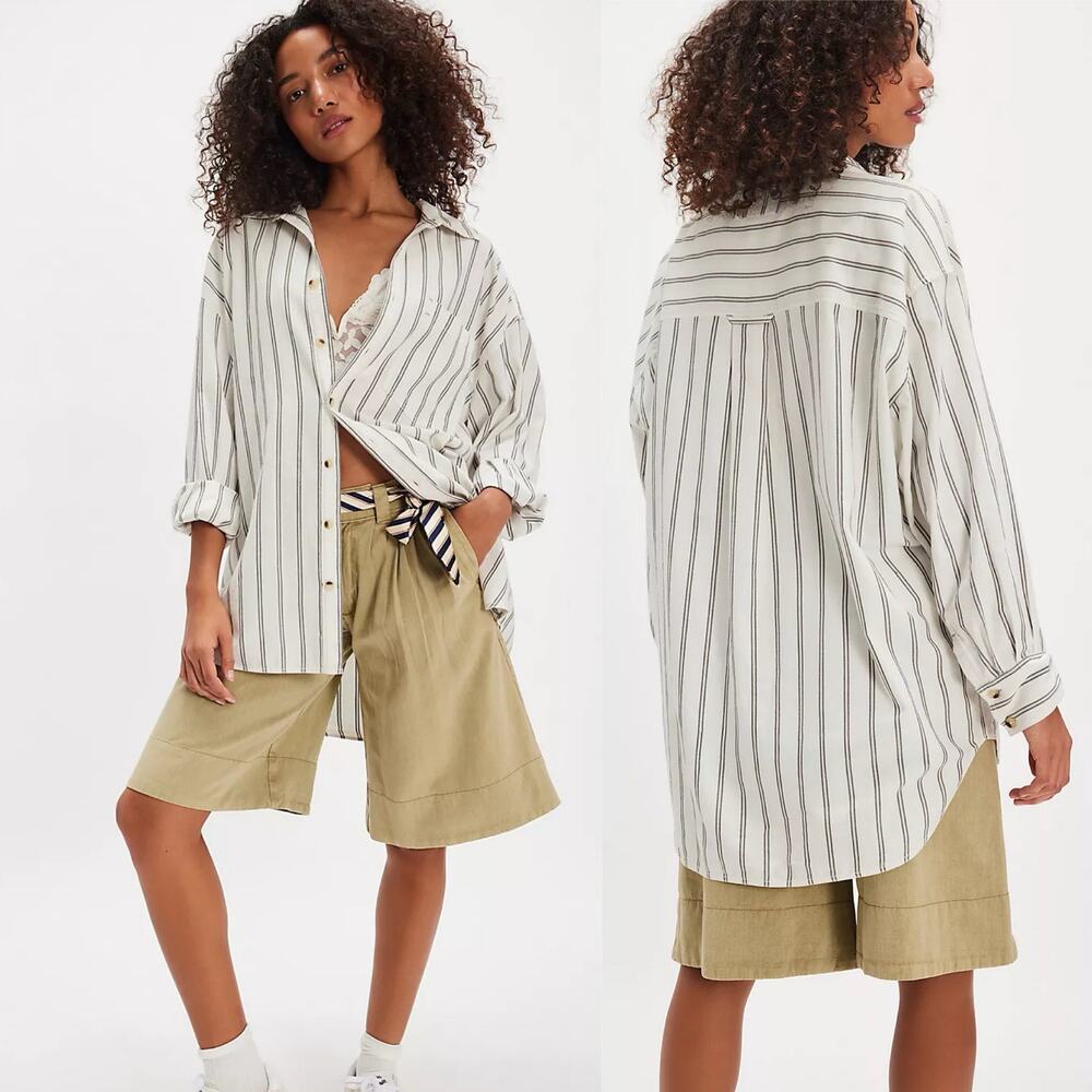 Free People We the Free Freddie striped button down shirt size small